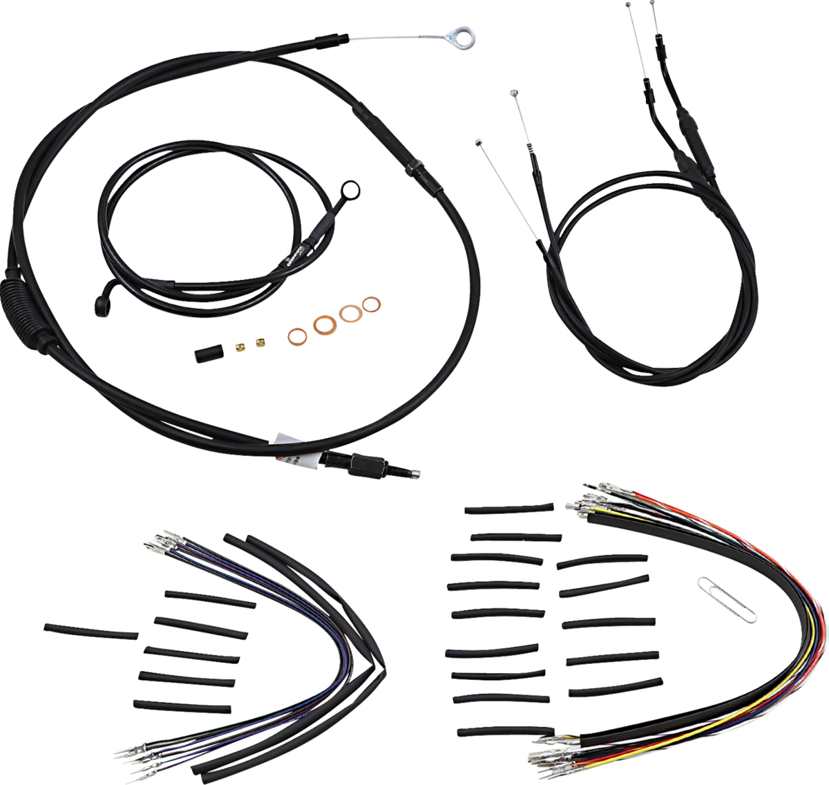 Burly Brand Jail Bar Cable Kit - 10" Handlebars - Black Vinyl - '07-'11 FXD