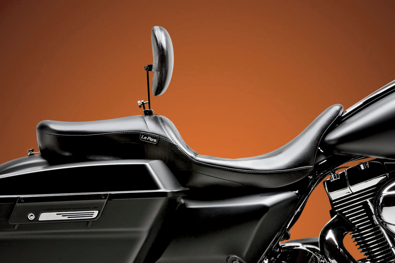 Le Pera Maverick Seat - With Backrest - Smooth - Black - FL '08-'23