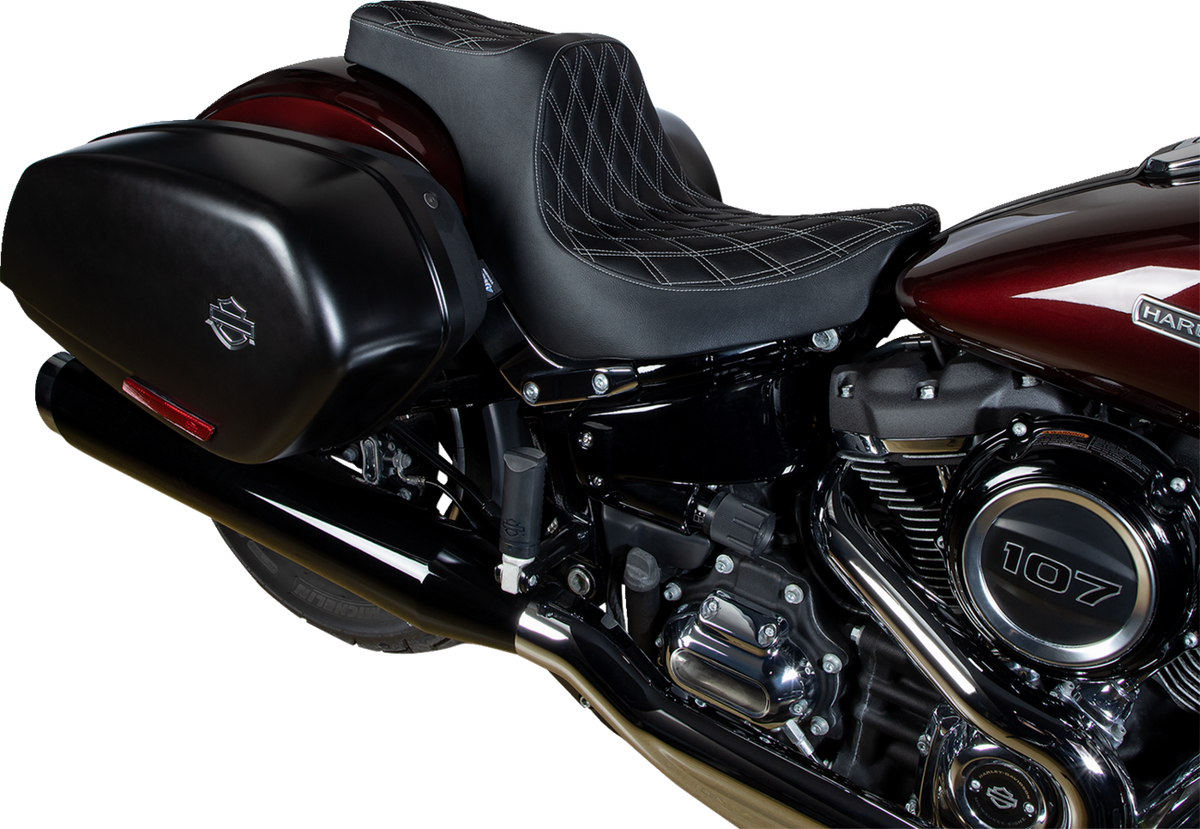 Drag Specialties Seats Predator III 2-Up Seat - Vinyl - Double Diamond - Silver Stitching - FL/FX '18-'24