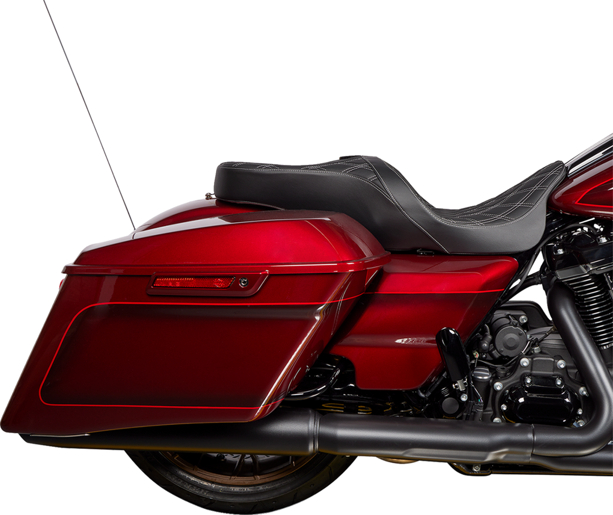 Drag Specialties Seats Freedom Seat - Vinyl - Double Diamond Silver Stitch - FLH '09-'23