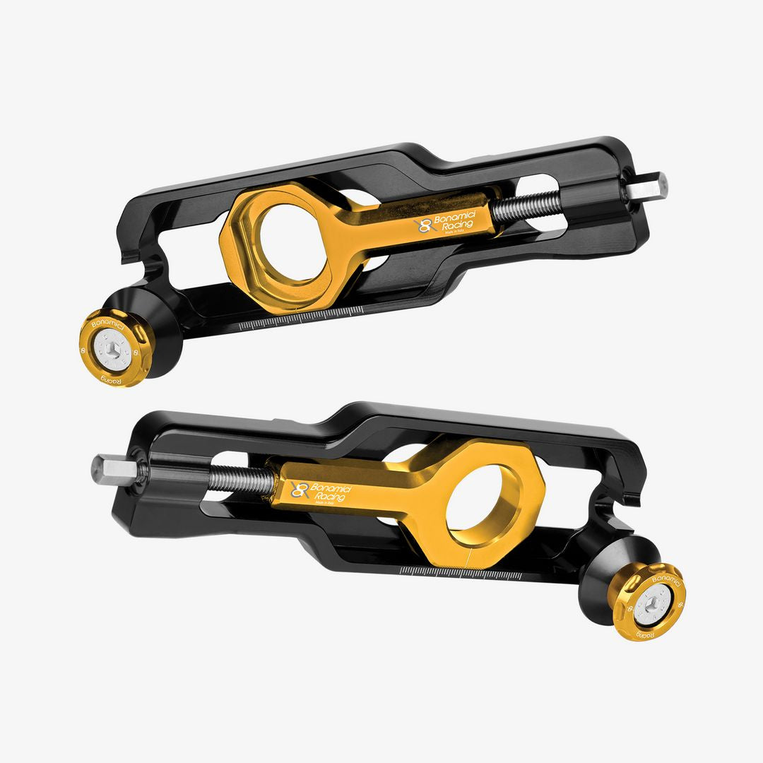 Bonamici Racing Chain Adjuster With Integrated EVO Standard Swingarms Spools - BMW S 1000 XR - M 1000 XR - GOLD