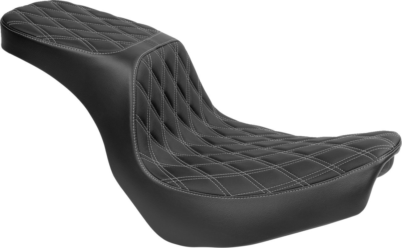 Drag Specialties Seats Predator 2-Up Seat - Vinyl - Double Diamond - Silver Stitching - FLSB/FXLRS '18-'24
