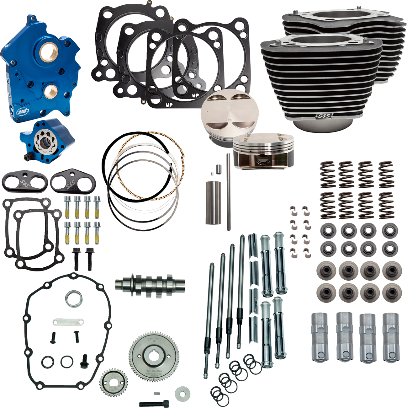 S&S Cycle Power Pack - Water Cooled - 550G - Wrinkle Black W/Highlight - Chrome Pushrod Tubes - M8
