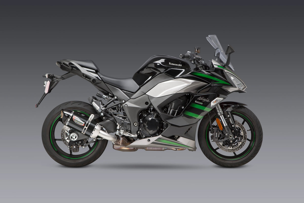 Yoshimura NINJA 1000SX 20-24/Ninja 1100SX 25-26 ALPHA Stainless Slip-On Exhaust, W/ Carbon Fiber Muffler