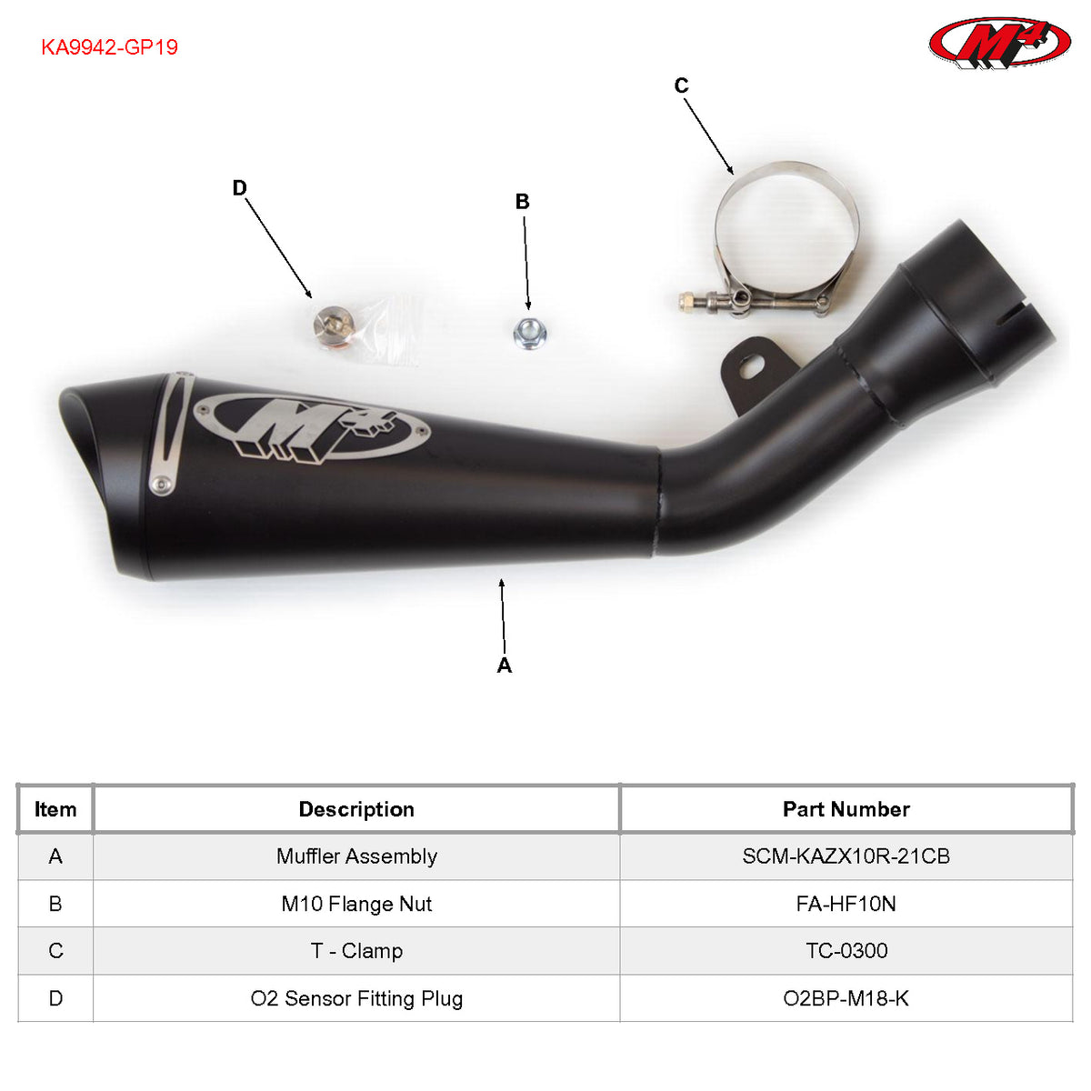 M4 Exhaust KA9942-GP19 Component Key
