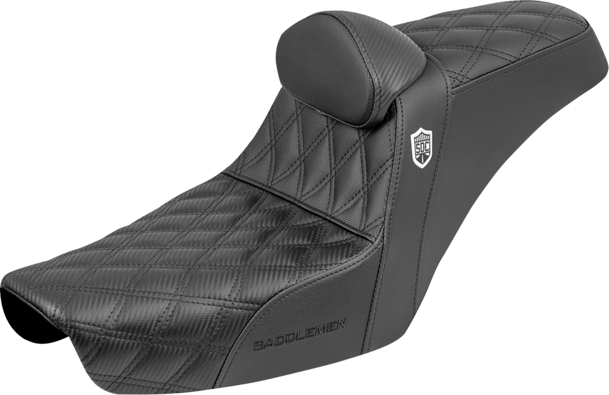 Saddlemen Step-Up Seat - Gripper - Black - With Backrest - FXD '96-'03