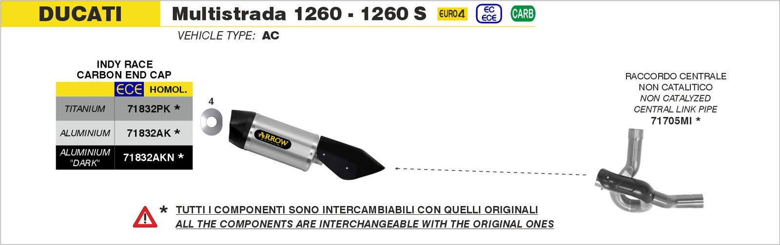 Arrow 71705MI Non Catalized Mid-Pipe