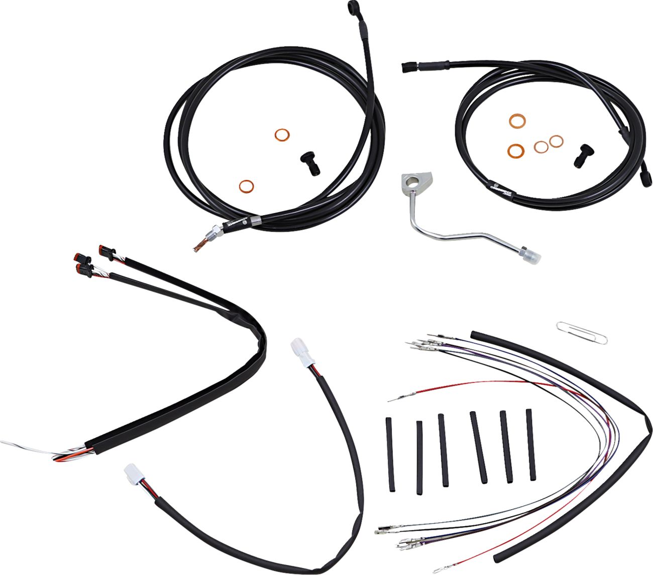 Burly Brand Complete Black Vinyl Handlebar Cable/Line Kit For Ape Hangers - 18" - ABS - '15-'16 FLTR