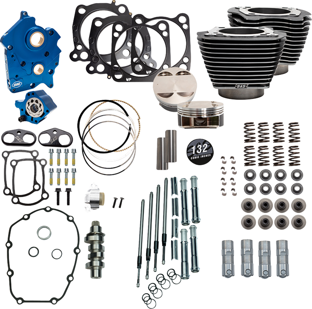 S&amp;S Cycle Power Pack - Oil Cooled - 550C - Black Granite W/Highlight - Chrome Pushrod Tubes - 114"/117" M8