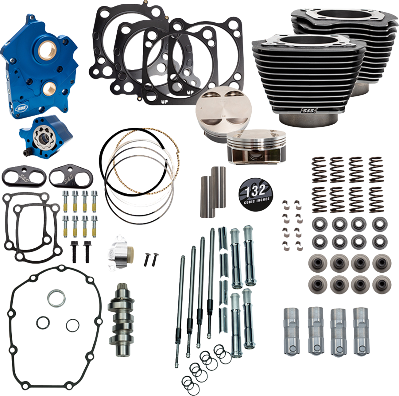 S&S Cycle Power Pack - Oil Cooled - 550C - Black Granite W/Highlight - Chrome Pushrod Tubes - 114"/117" M8