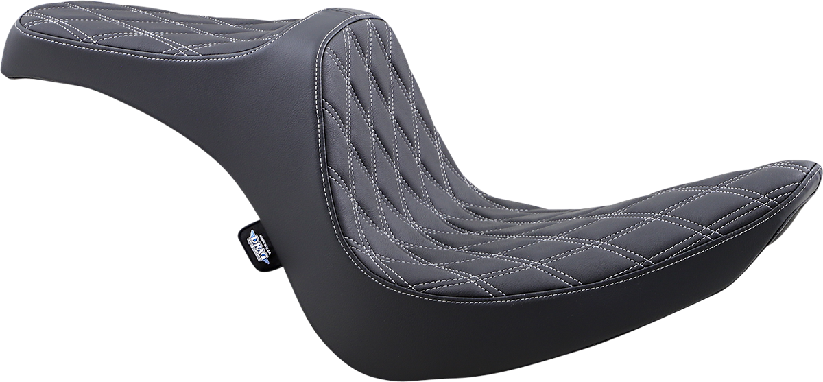 Drag Specialties Seats Predator III 2-Up Seat - Vinyl - Double Diamond - Silver Stitching - Softail '06-'17