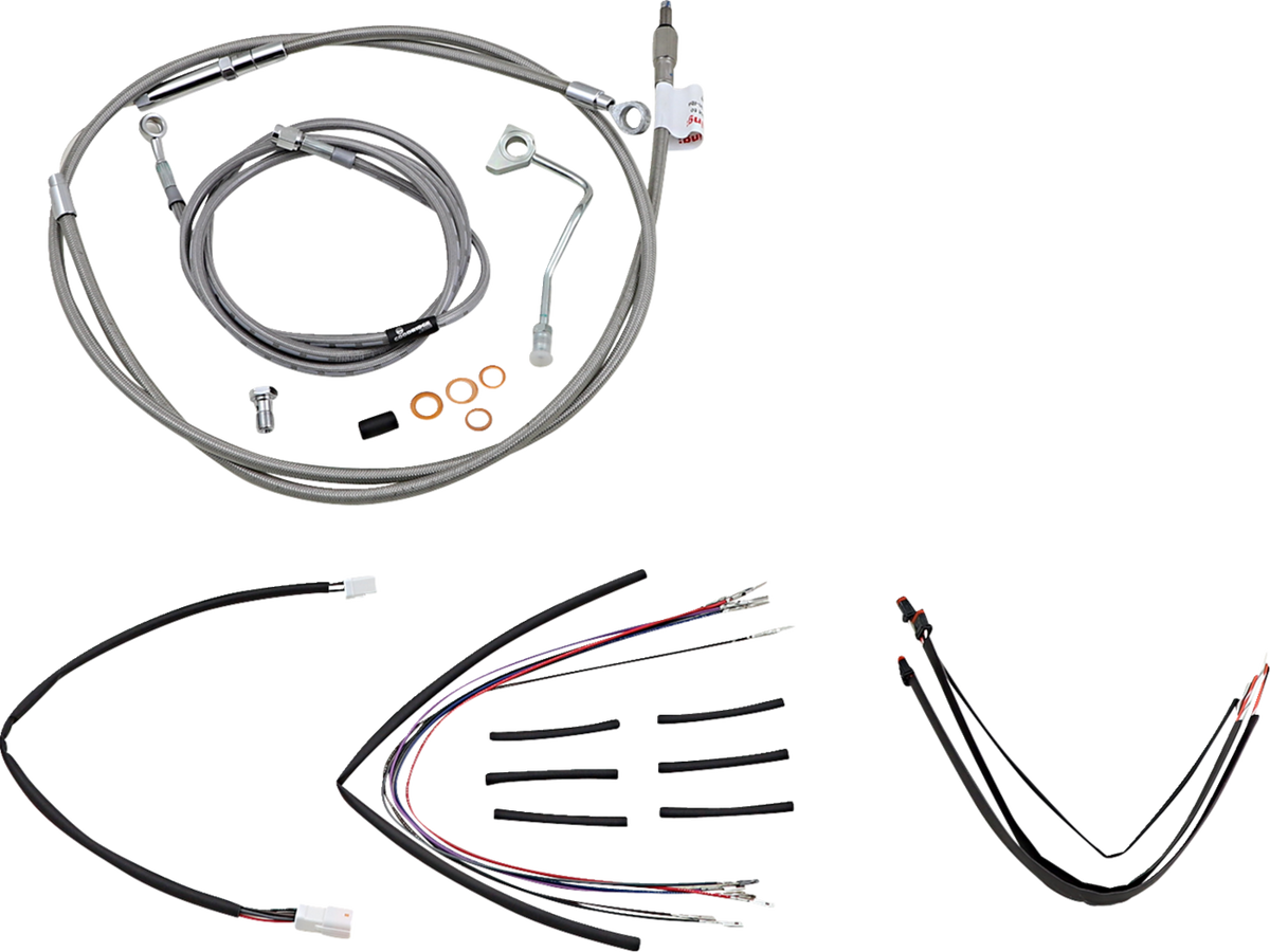 Burly Brand Complete Stainless Braided Handlebar Cable/Brake Line Kit - 16" Ape Hangers - '14-'16 FLHR