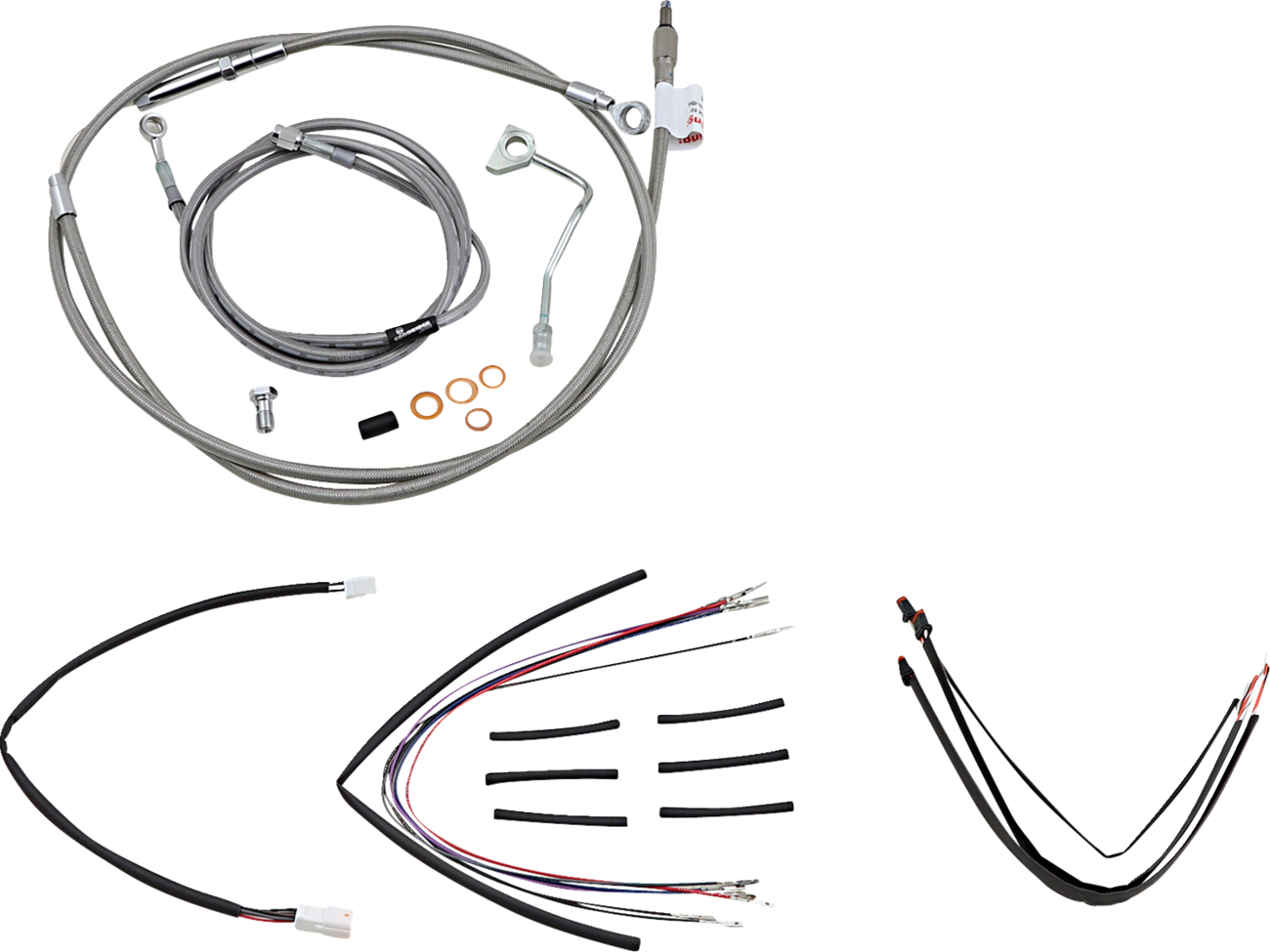 Burly Brand Complete Stainless Braided Handlebar Cable/Brake Line Kit - 16" Ape Hangers - '14-'16 FLHR