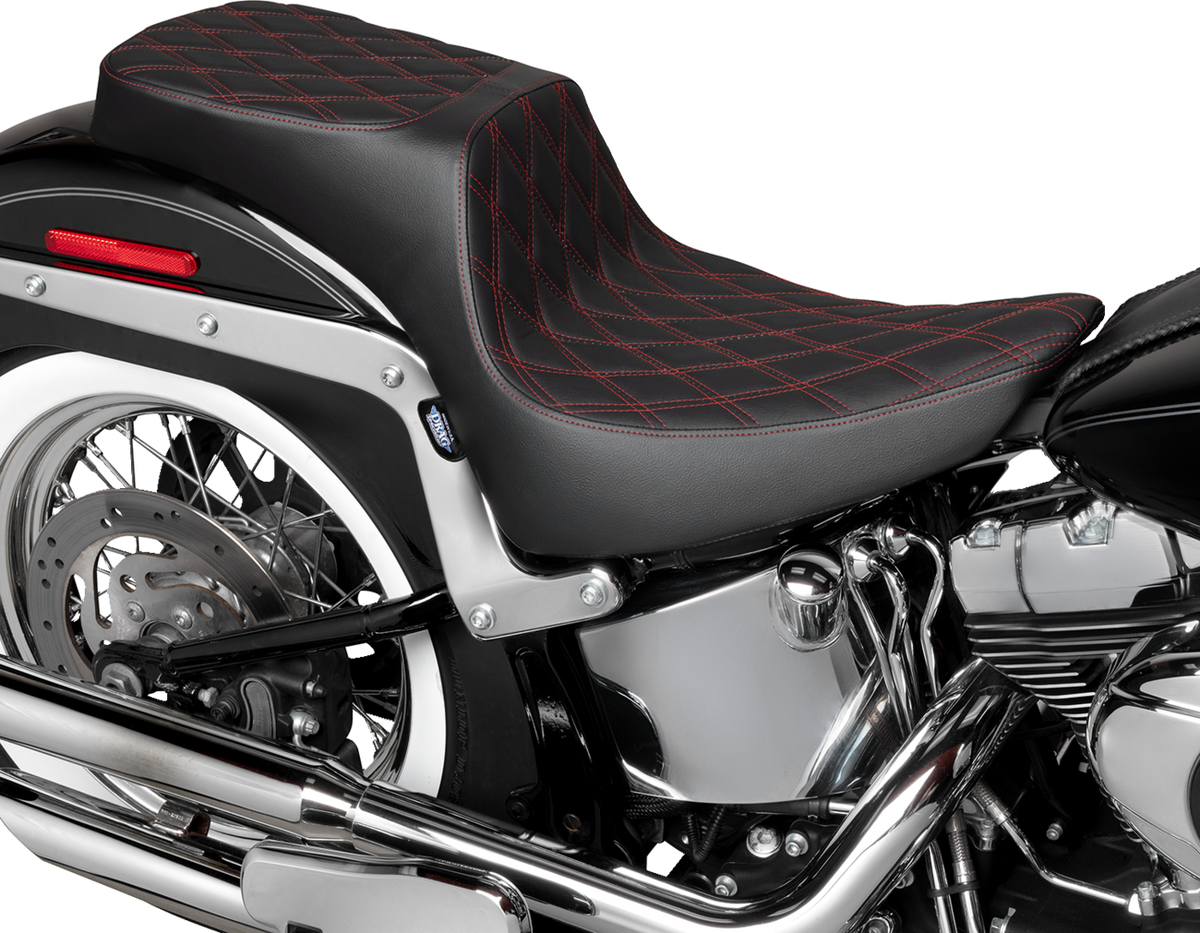 Drag Specialties Seats Performance Predator 2-Up Seat - Vinyl - Double Diamond - Red Thread - FL '00-'17