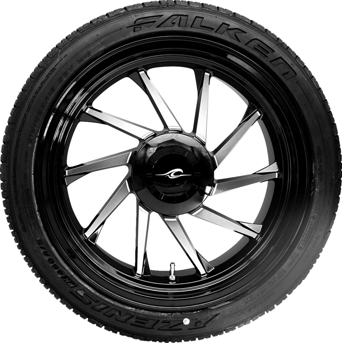 Coastal Moto Hurricane 3D Rear Right Wheel - Black Cut (18") | Falken Tire (215/45zr18)