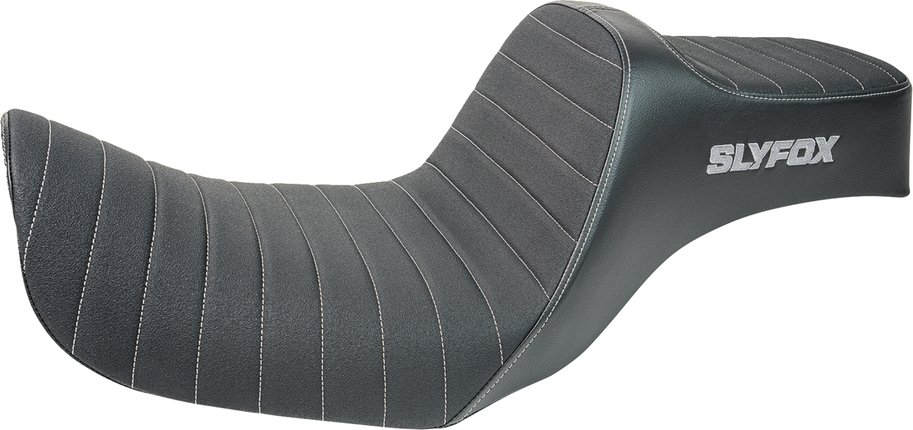 Slyfox High Noon Seat - Vinyl - Classic Stitch - Gray Logo - Dyna '12-'16