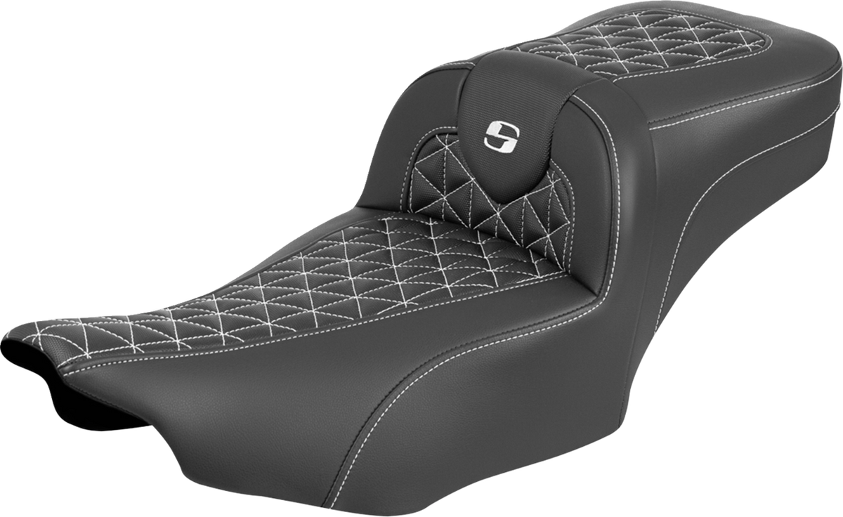 Saddlemen Roadsofa™ Extended Reach Seat - Without Backrest - White Stitch - FLH/FLT '23-'25