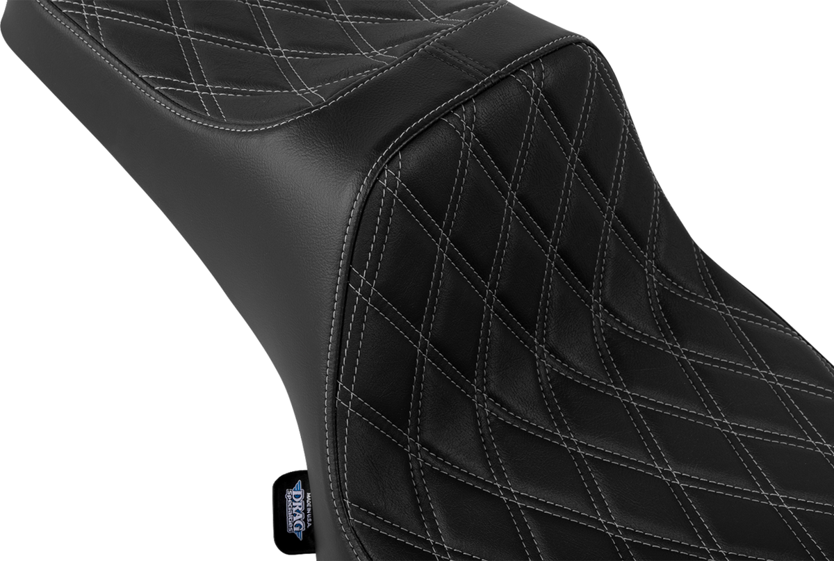 Drag Specialties Seats Predator III 2-Up Seat - Vinyl - Double Diamond - Silver Stitch - Chieftain '25/Challenger '20-'25