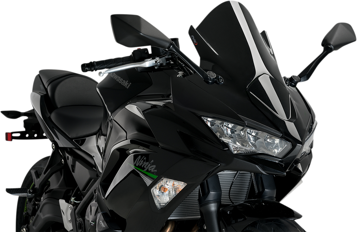 PUIG HI-Tech Parts Race Windscreen - 19" - Black - Kawasaki