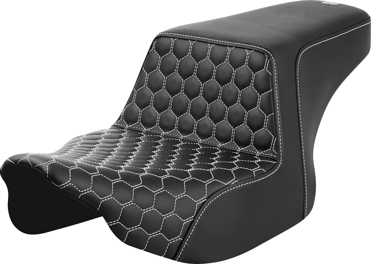 Saddlemen Step-Up Seat - Front Honeycomb - White Stitching - FL '23-'24