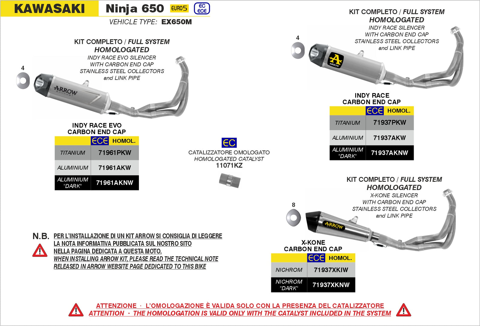 Arrow 71961AKNW Indy Race Evo Aluminium Dark Full System With Carbon End Cap