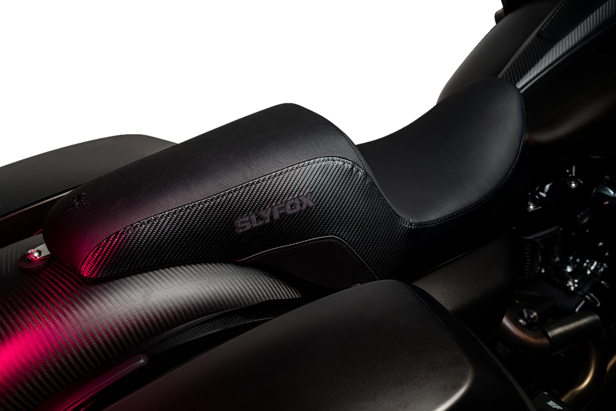 Slyfox Drifter Seat - Black Logo - Smooth Vinyl - Carbon Fiber - FL '08-'23