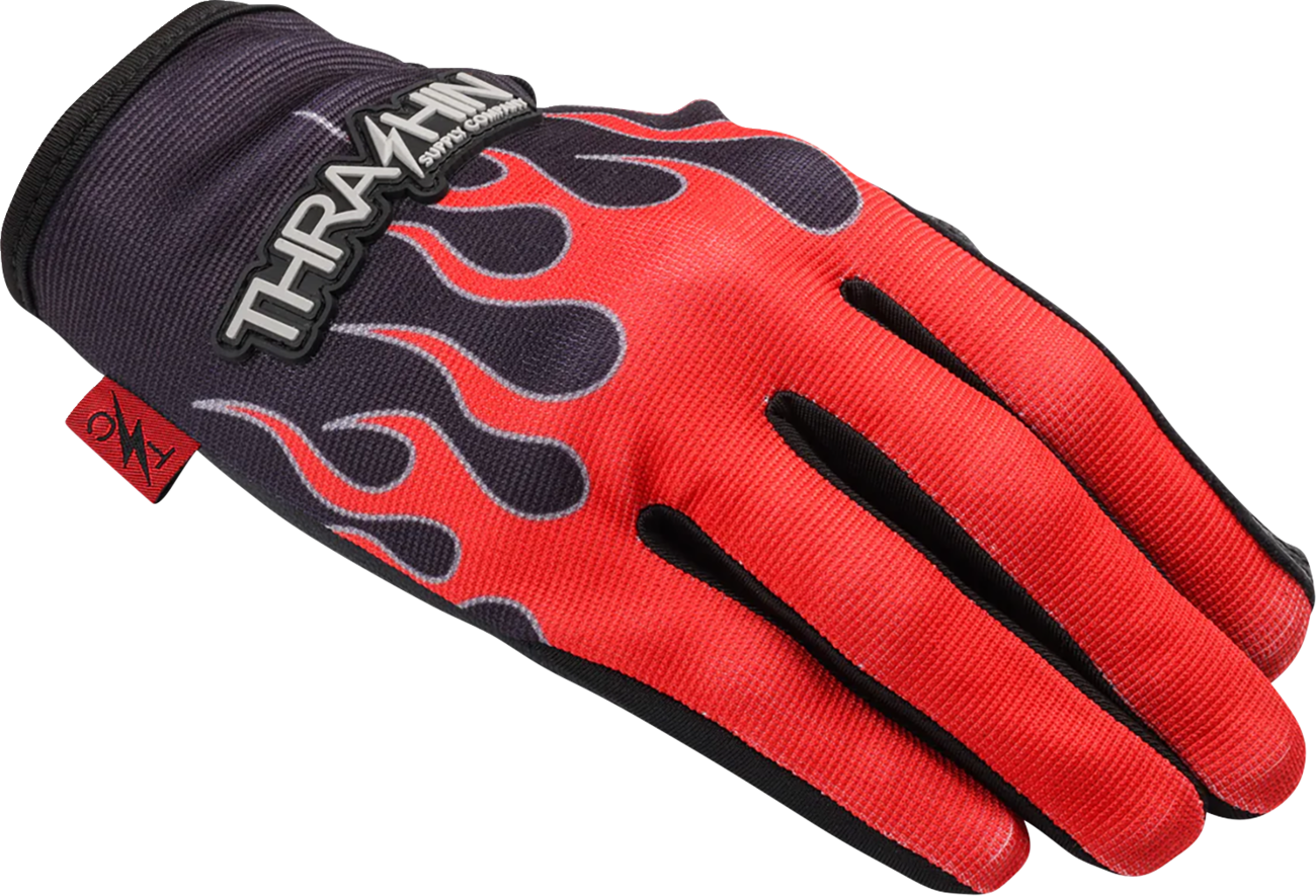 Thrashin Supply CO. Stealth Leather Palm Flame Gloves