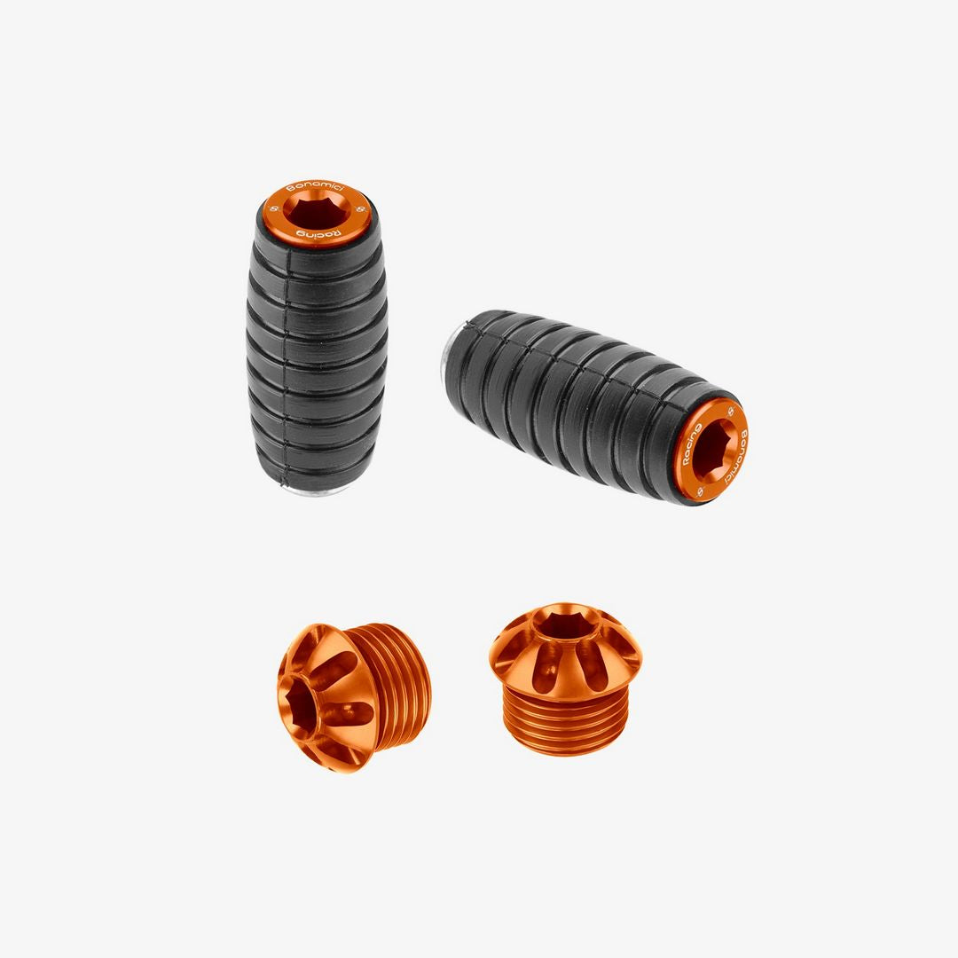 Bonamici Racing Pair Of Caps And Toe Pegs - Orange