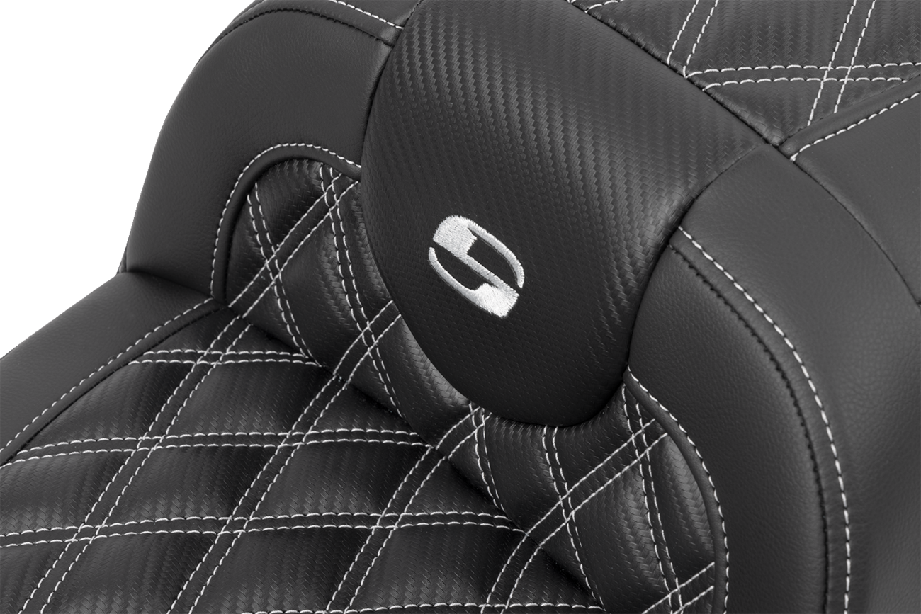Saddlemen RoadSofa™ Carbon Fiber Seat - W/O Backrest - Lattice Stitch - Silver Stitch - FL/FX '23-'24