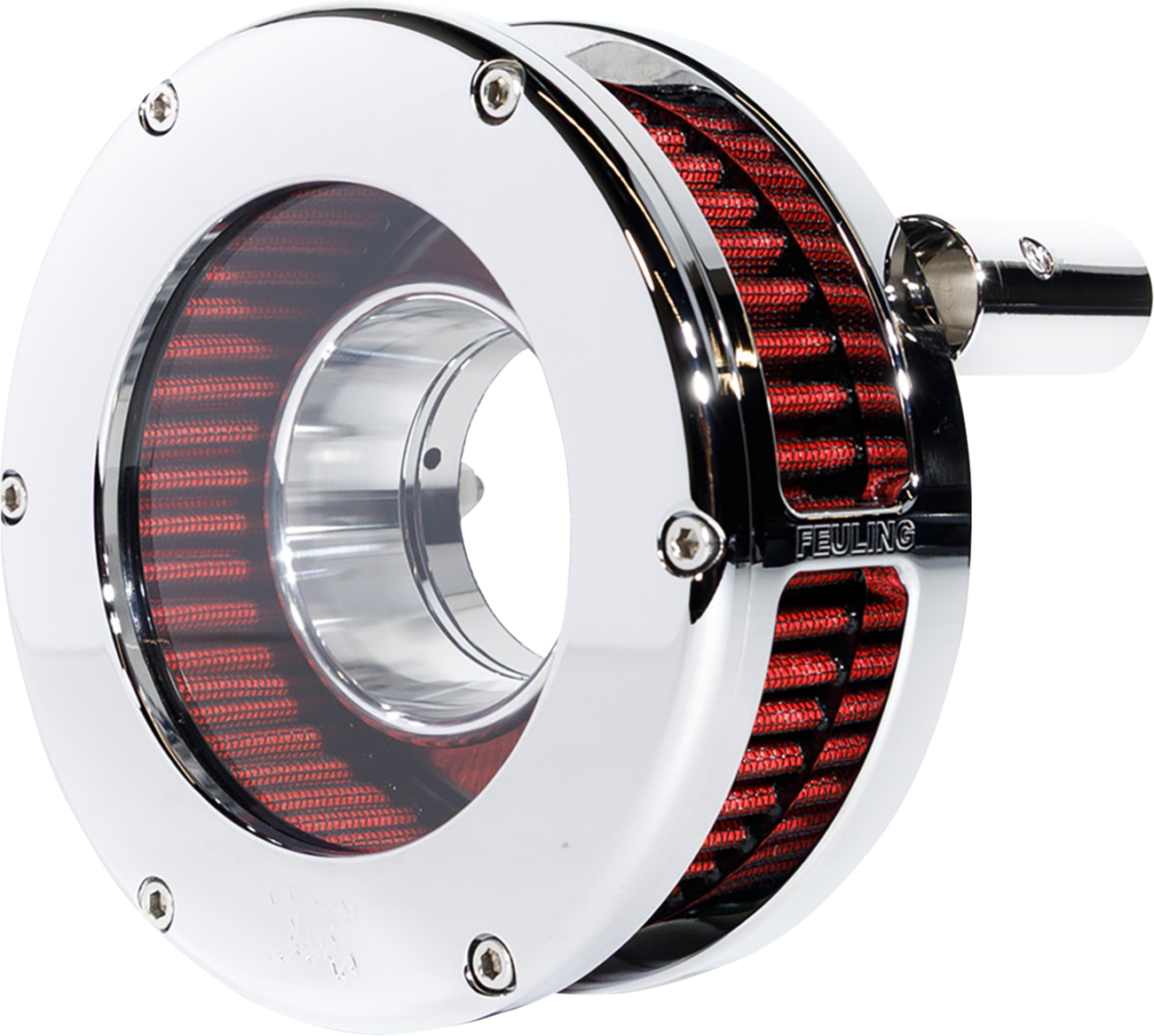 Feuling Parts Slim BA Air Cleaner Kit - Chrome/Clear - Red Filter - '08-'17 Twin Cam