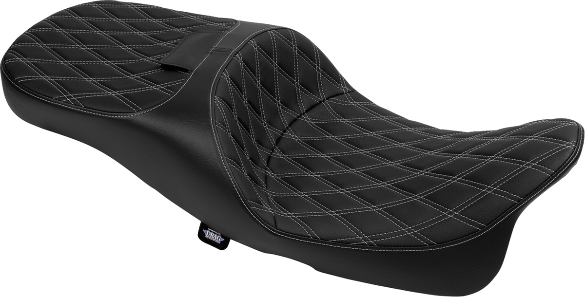 Drag Specialties Seats Extended Reach Freedom Seat - Vinyl - Double Diamond - Silver Stitch - FLT/FLH '09-'25