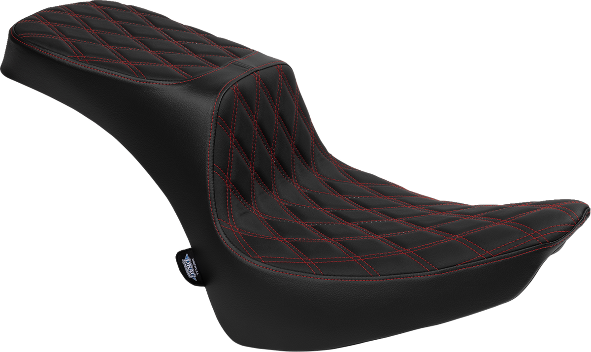 Drag Specialties Seats Performance Predator 2-Up Seat - Vinyl - Double Diamond - Red Thread - FL '00-'17