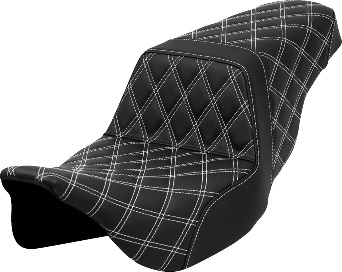 Saddlemen Step-Up Seat - Lattice Stitch - White Stitch - FLH/FLT '08-'23