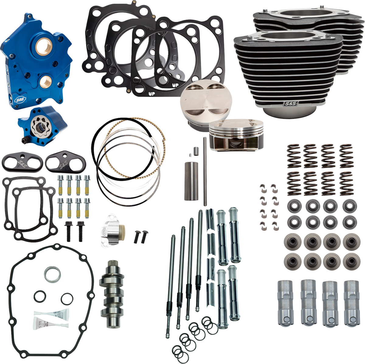 S&amp;S Cycle Power Pack - Oil Cooled - 550C - Wrinkle Black W/Highlight - Chrome Pushrod Tubes - M8