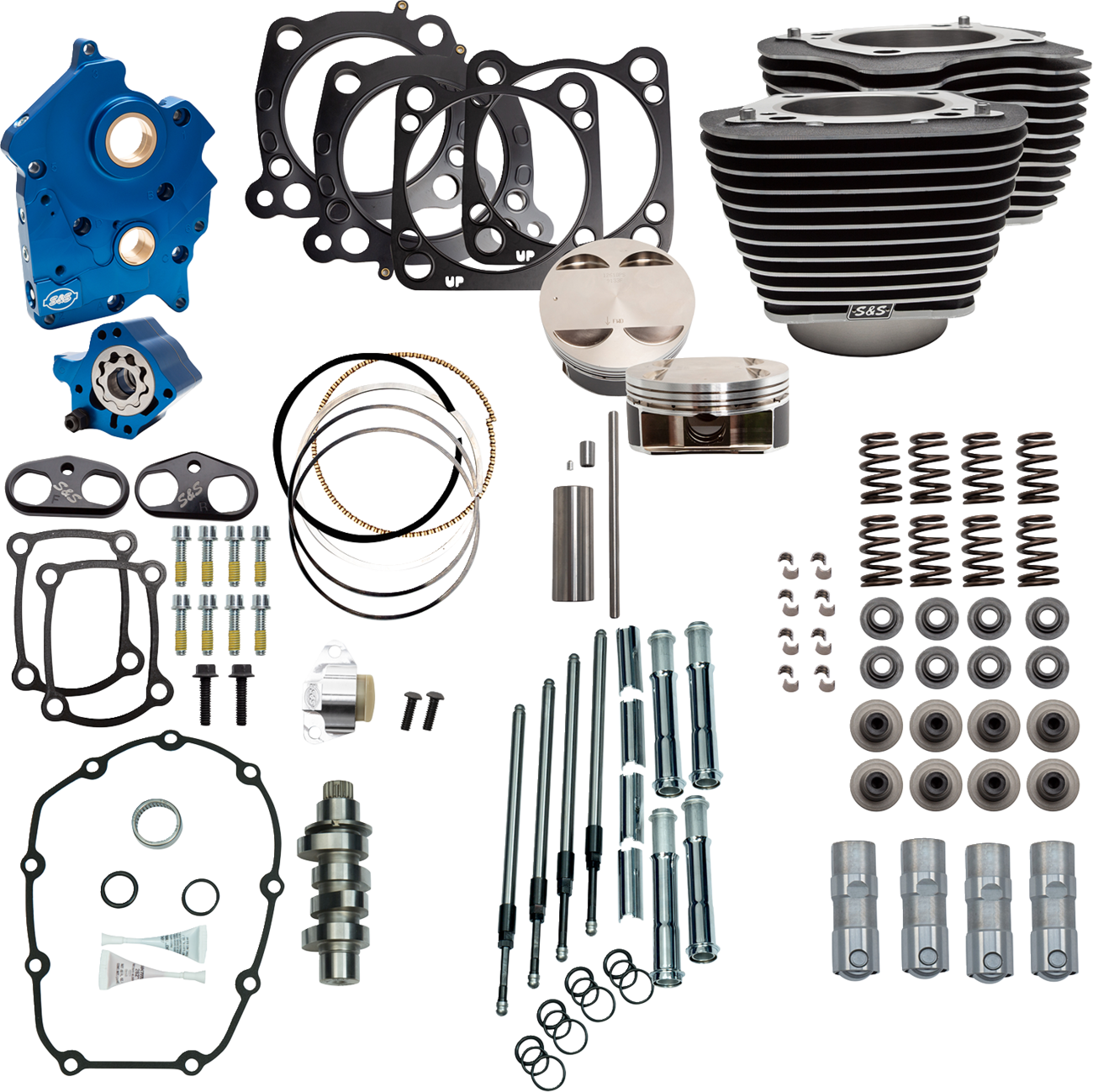 S&S Cycle Power Pack - Oil Cooled - 550C - Wrinkle Black W/Highlight - Chrome Pushrod Tubes - M8