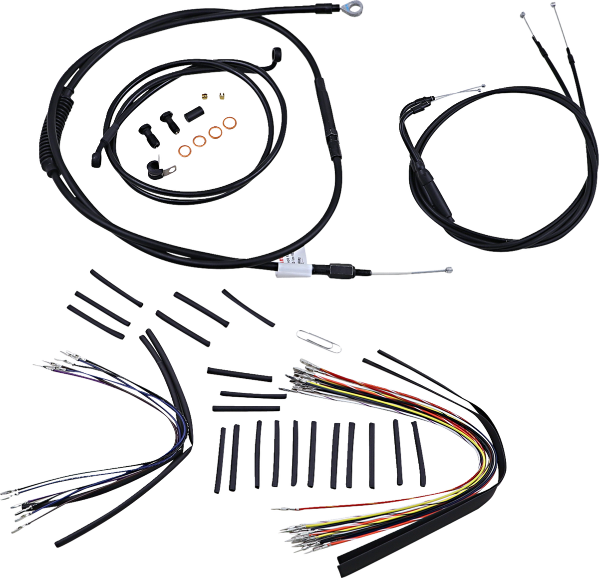 Burly Brand Complete Black Vinyl Handlebar Cable/Line Kit For Ape Hangers - 14" - '07-'10 FXST