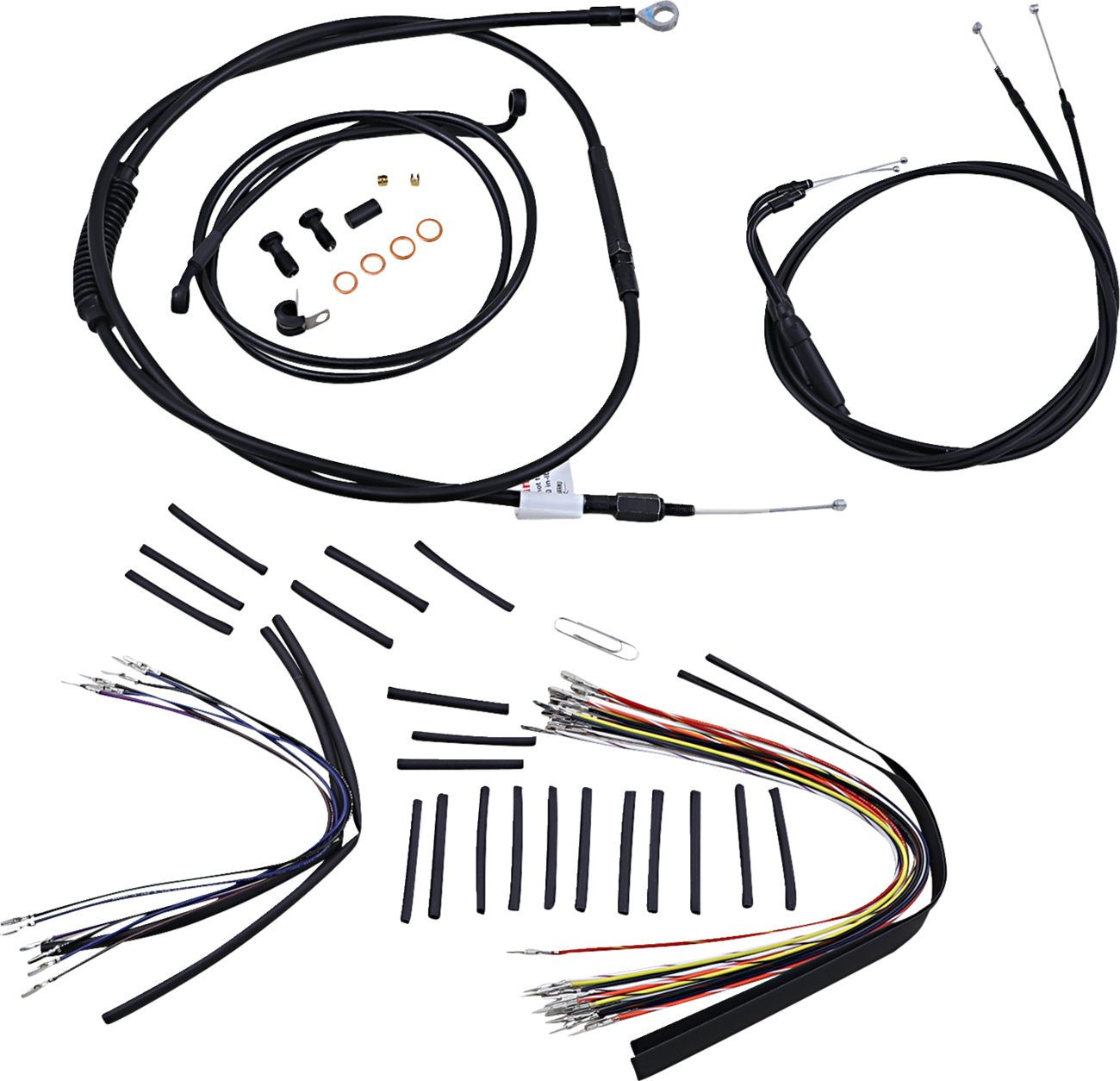 Burly Brand Complete Black Vinyl Handlebar Cable/Line Kit For Ape Hangers - 14" - '07-'10 FXST