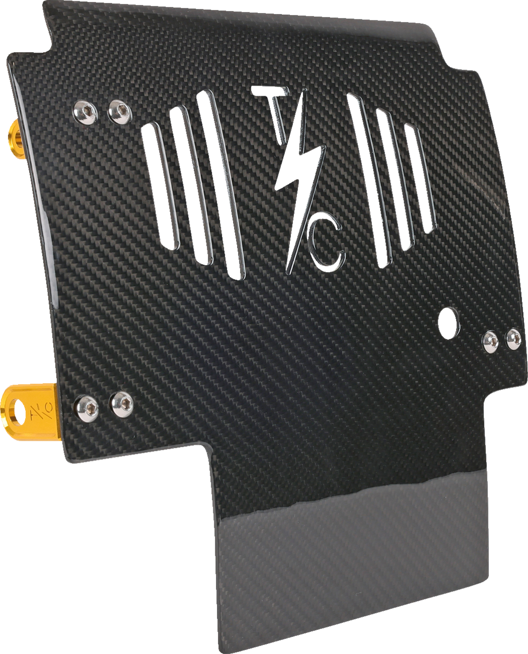 Thrashin Supply CO. Skid Plate - Carbon Fiber/Gloss - With Gold Brackets - FLHX/FLTRX