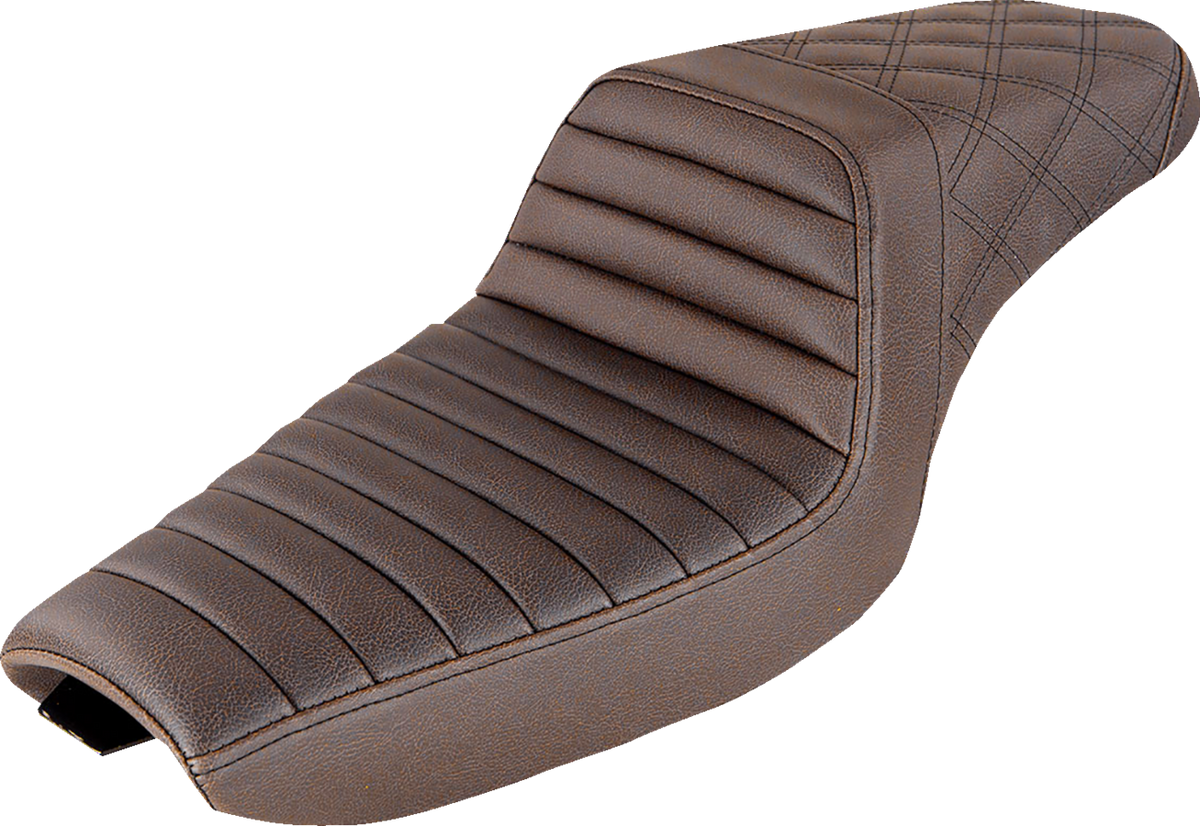 Saddlemen Step-Up Seat - Front Tuck-N-Roll/Rear Lattice Stitch - Brown