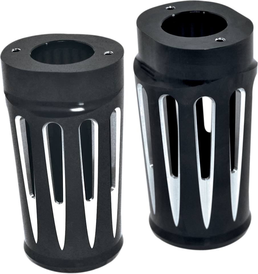 Arlen NESS Fork Boot Covers - Black Anodized - Deep Cut - FLHTD