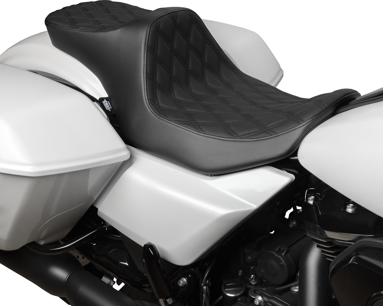 Drag Specialties Seats Predator III 2-Up Seat - Vinyl - Double Diamond - Black Stitching - FLT/FLH '23-'24