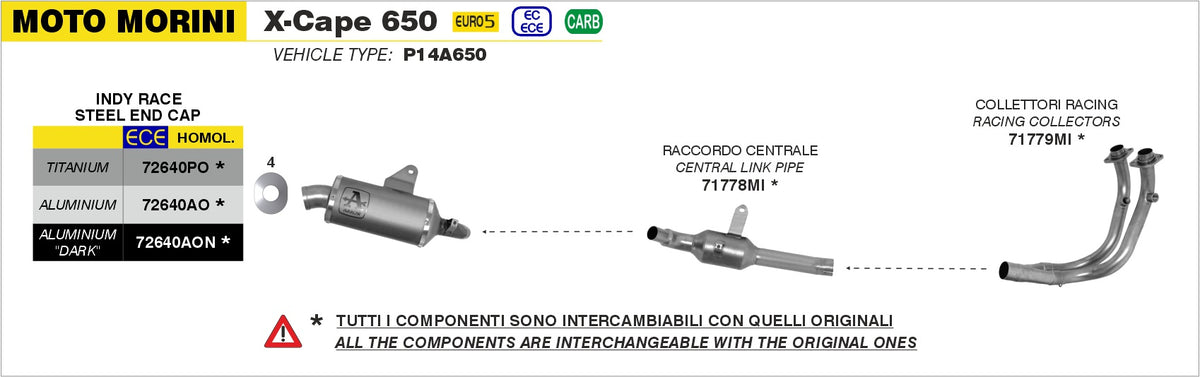 Arrow 71779MI Racing Headers Interchangeable With Original One