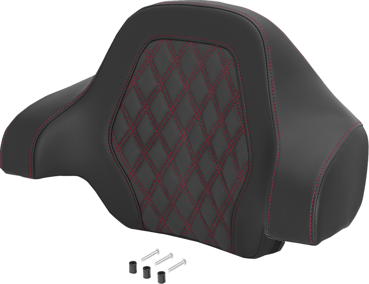 Saddlemen Deluxe Tour Pack Sissy Bar Pad - Black / Red / Lattice Stitched / Red Stitching