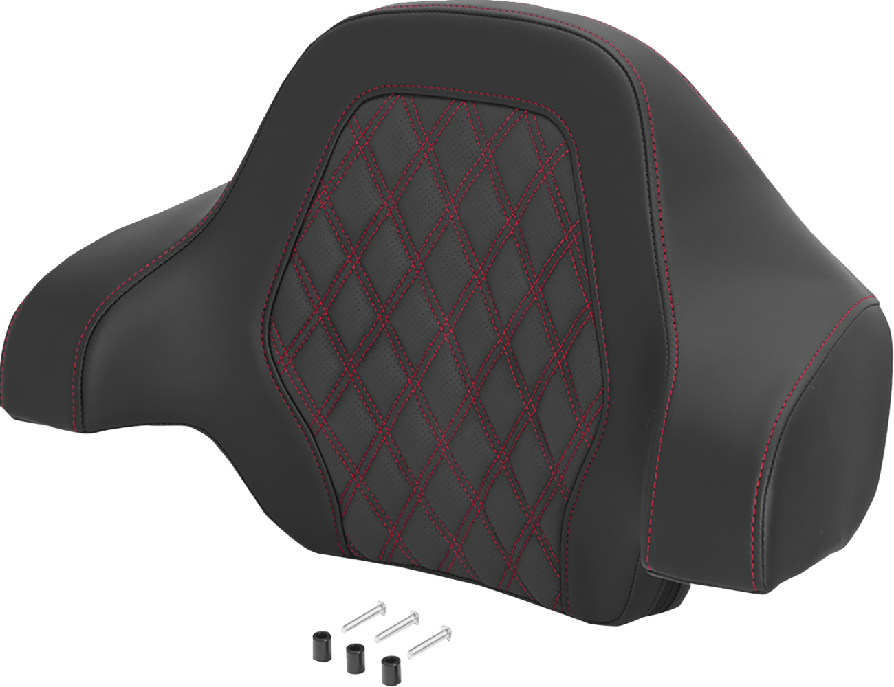 Saddlemen Deluxe Tour Pack Sissy Bar Pad - Black / Red / Lattice Stitched / Red Stitching
