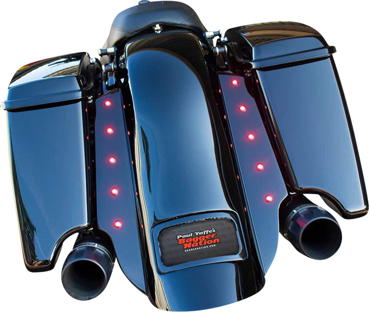 Paul Yaffe Bagger Nation Swoop Rear Fender - With Side Covers - Black Plate Frame - Lightning Bolts