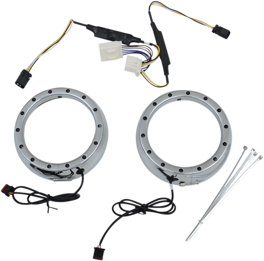 Custom Dynamics Lighted Passing Lamp Trim Ring '96-'05 FLHT - Chrome