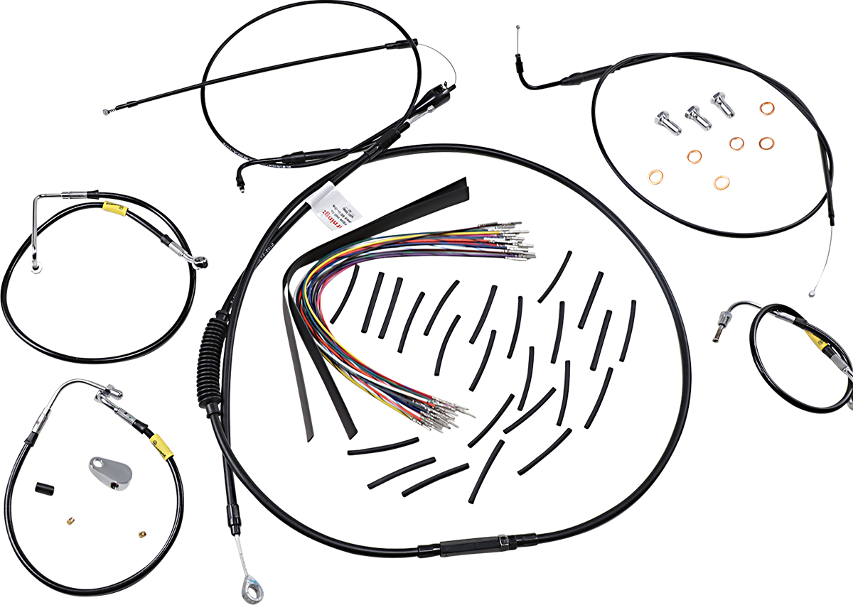 Burly Brand Control Kit For Early Touring Bikes With Bagger Bar Handlebars - 15" - Cruise - Black