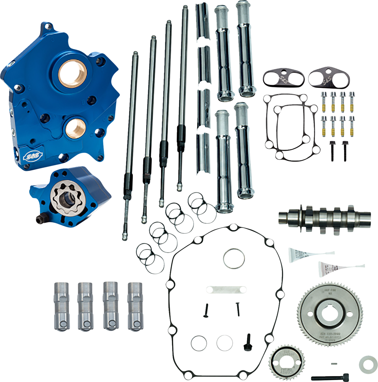 S&S Cycle Cam Chest Kit - Water Cooled - Gear Drive - 465 Cam - Chrome Pushrod Tubes - M8