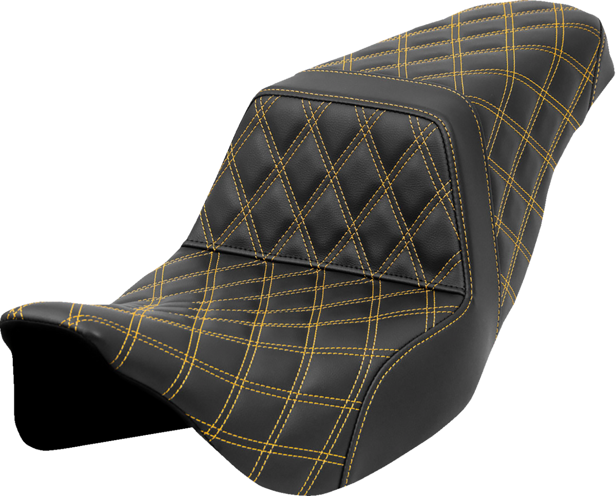 Saddlemen Step-Up Seat - Lattice Stitch - Gold Stitch - FLH/FLT '08-'23