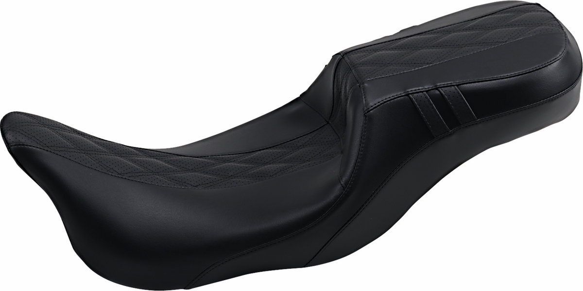 Le Pera Outcast Daddy Long Legs Seat - 2-Up - W/O Backrest - Black W/Black Double Diamond Inlay - FL '08-'22